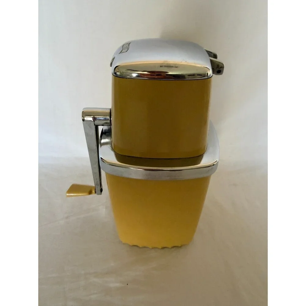 Vintage Mid Century Swing Away Retro Manual Ice Crusher - Mustard